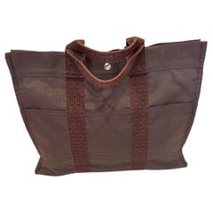 Hermes Vintage Brown Herline MM Tote Bag w/Entrupy Certificate