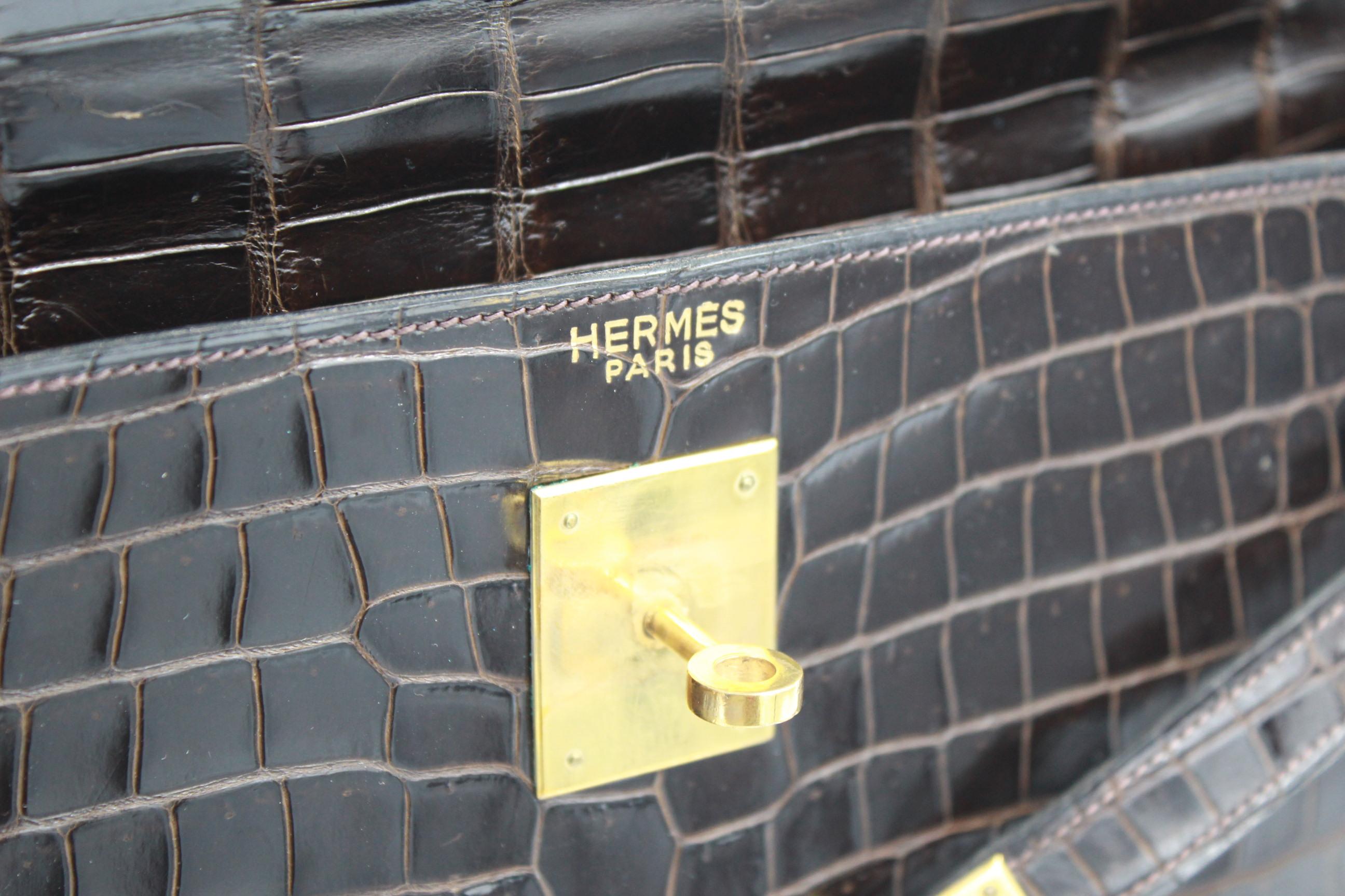 Hermes Vintage Brown Kelly Croco 32.  1