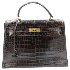 Hermes Vintage Brown Kelly Croco 32.