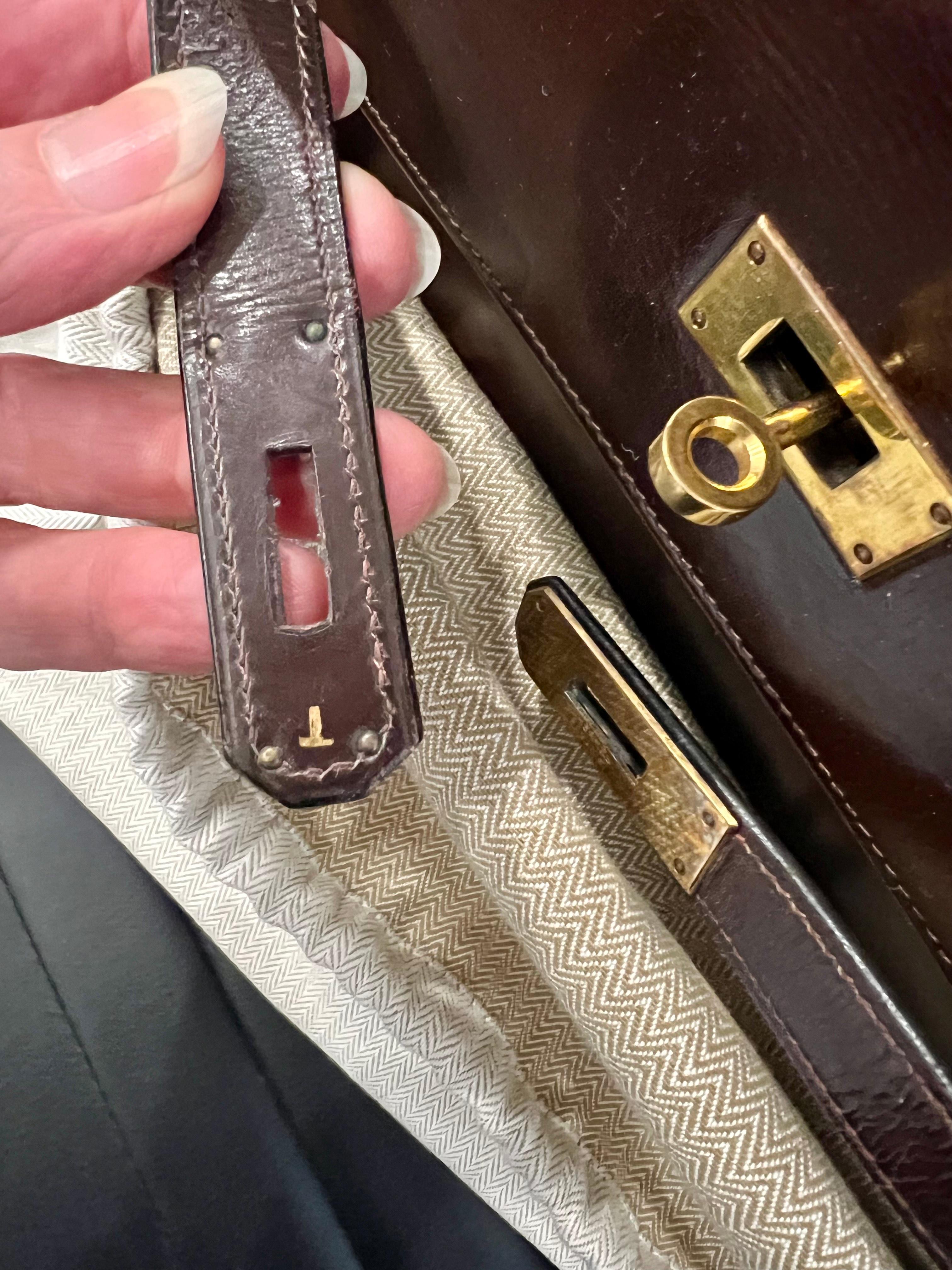 HERMÈS Vintage Brown Box Cuir Kelly 28 Handbag Circa Vintage 1964 5