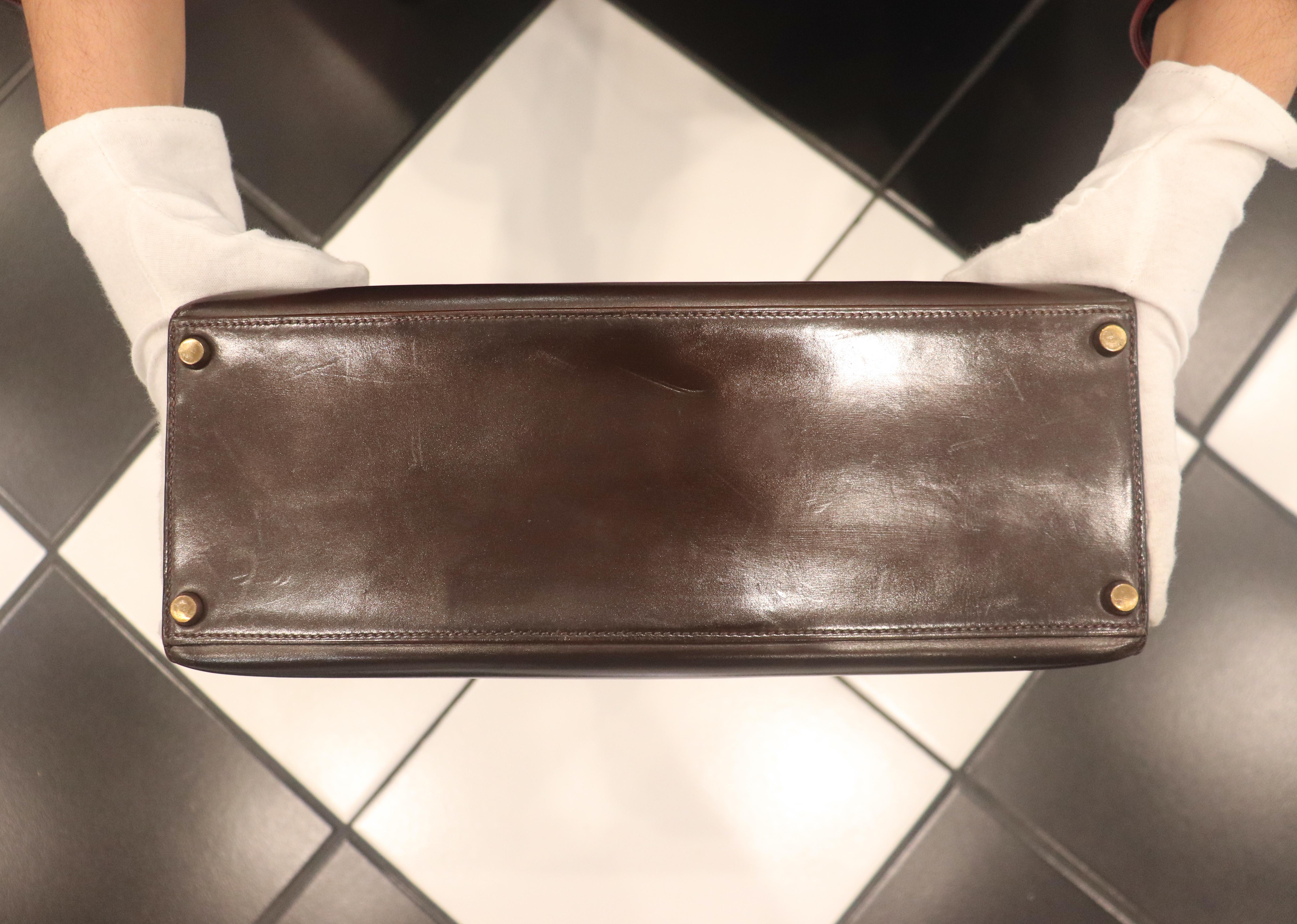  HERMÈS Vintage Brown Box Cuir Kelly 28 Handbag Circa Vintage 1964 Pour femmes 