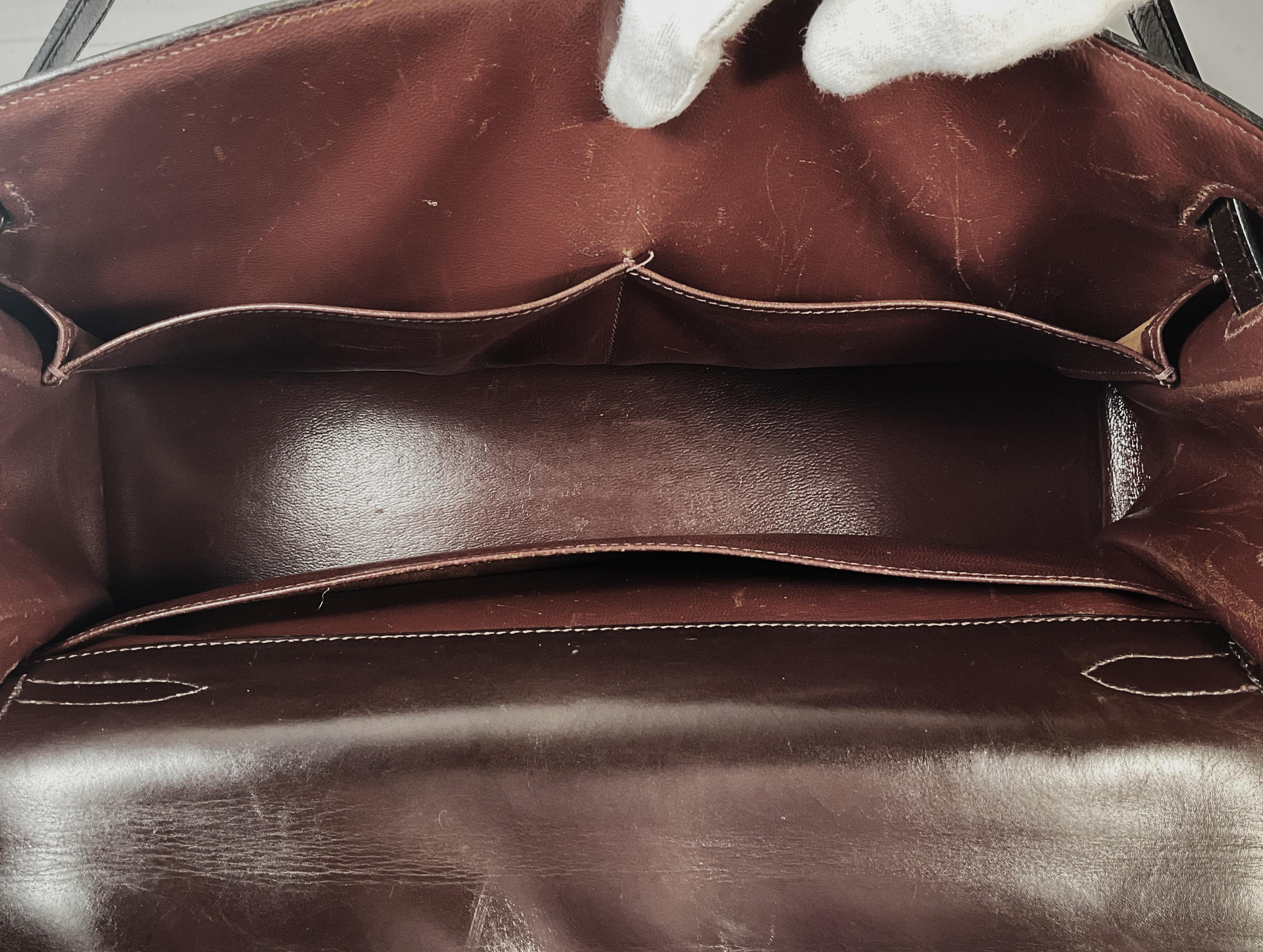 HERMÈS Vintage Brown Box Cuir Kelly 28 Handbag Circa Vintage 1964 1