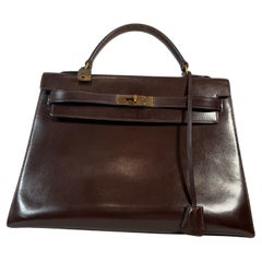 HERMÈS Vintage Brown Box Leather Kelly 28 Handbag Circa 1964