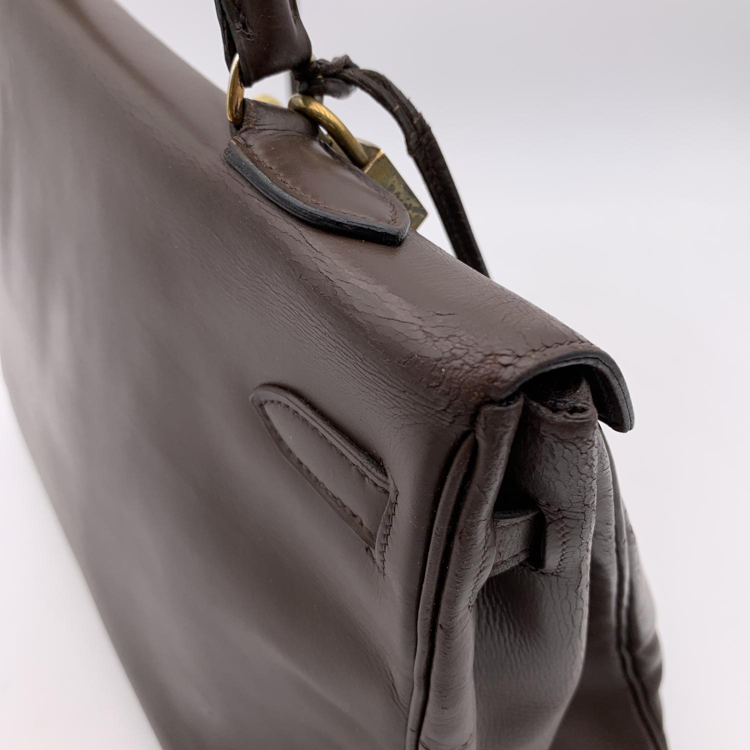 Hermes Vintage Brown Leather Kelly 35 Retourne Bag Handbag 4
