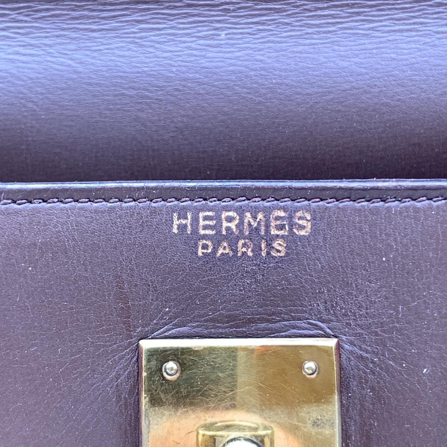 Hermes Vintage Brown Leather Kelly 35 Retourne Bag Handbag 14