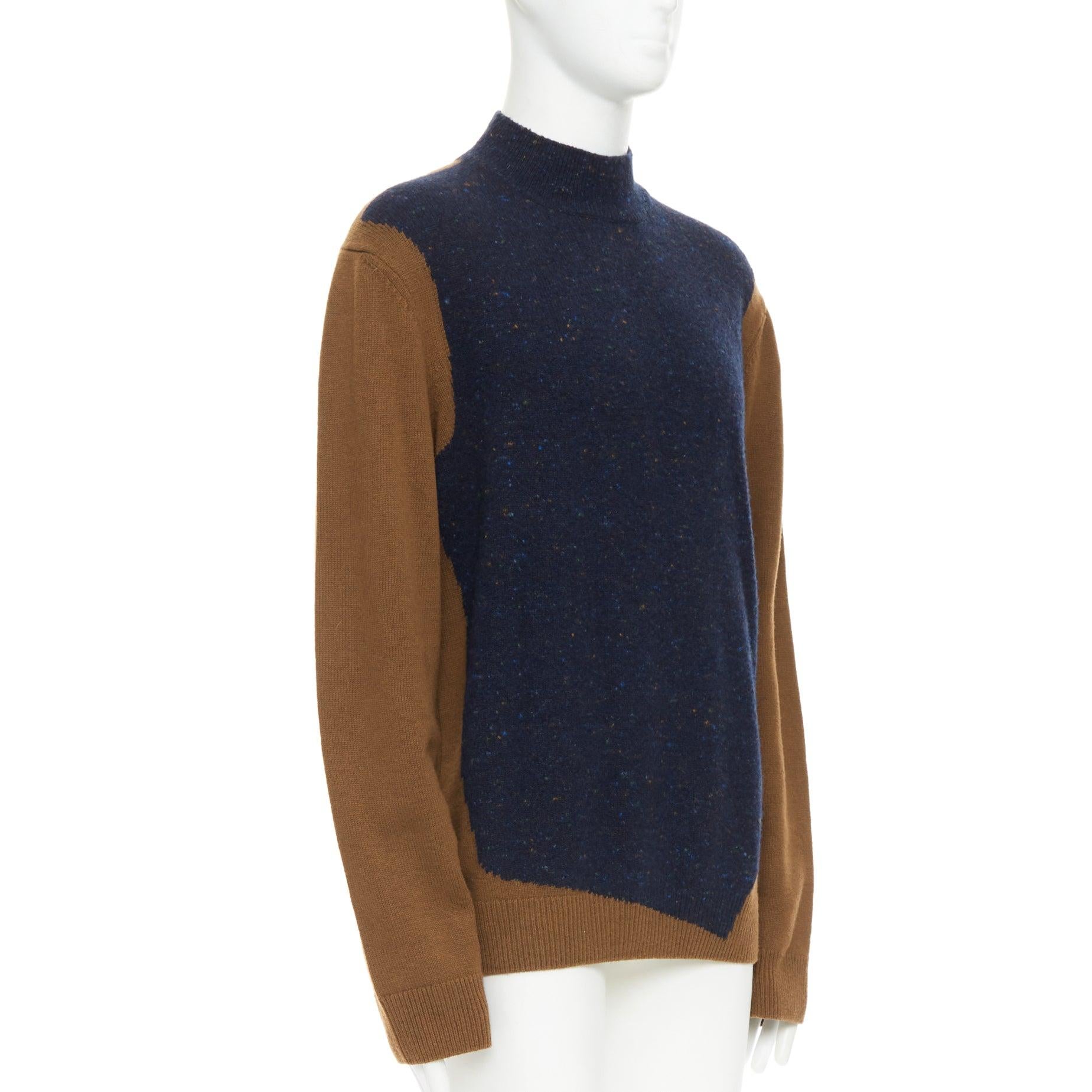Nero HERMES Top dolcevita vintage in lana misto cachemire marrone navy XL in vendita