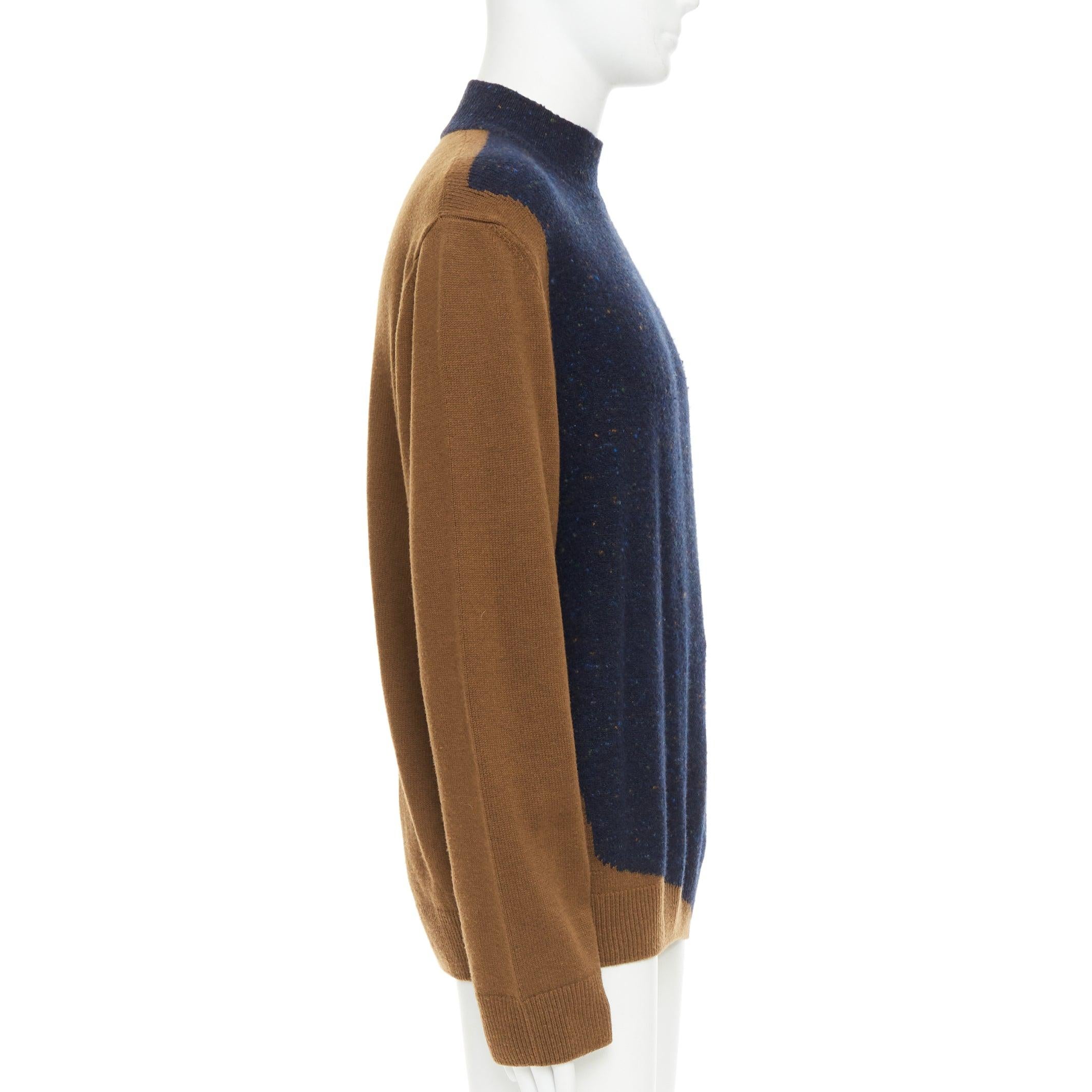 HERMES Top dolcevita vintage in lana misto cachemire marrone navy XL In condizioni ottime in vendita a Hong Kong, NT