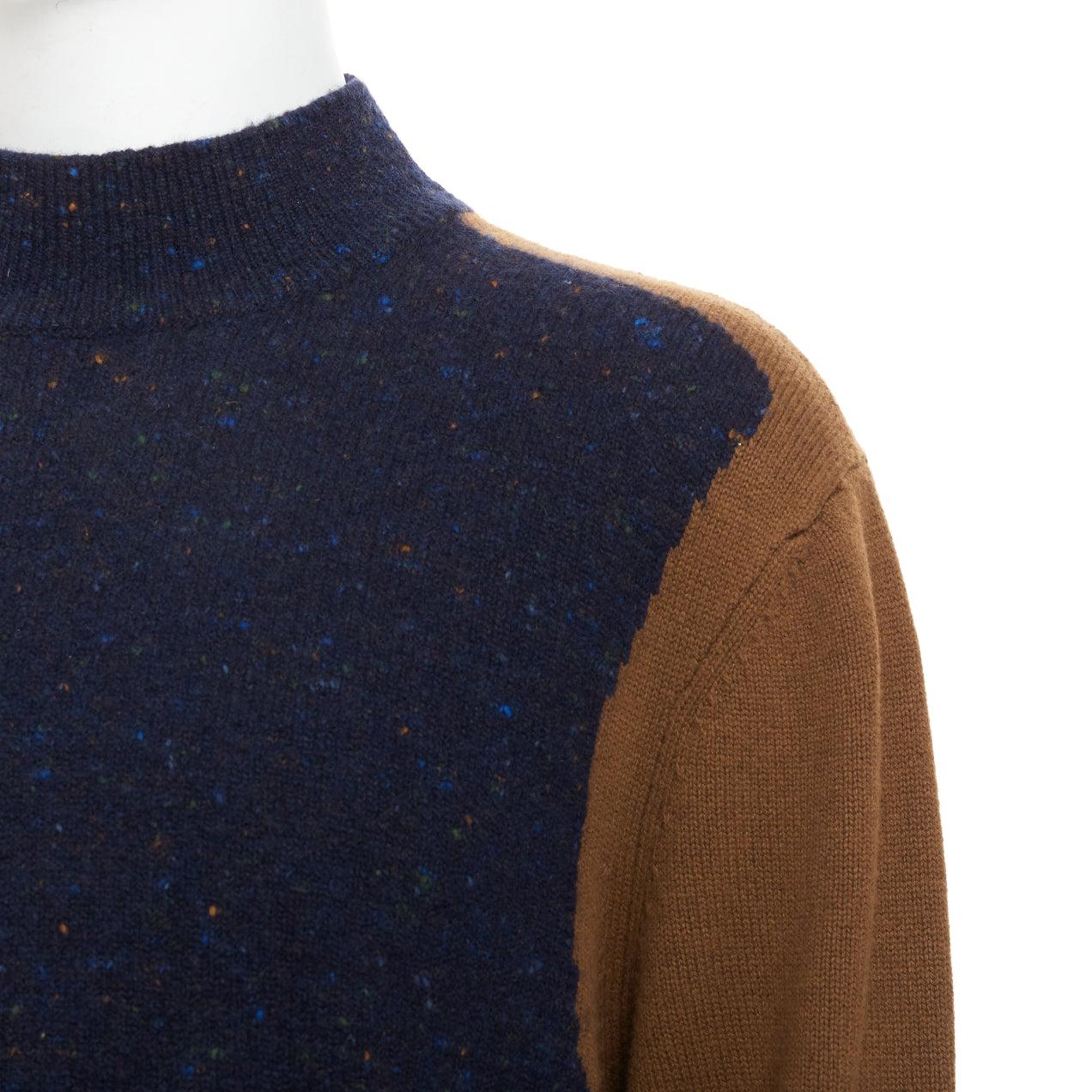 HERMES Top dolcevita vintage in lana misto cachemire marrone navy XL in vendita 2