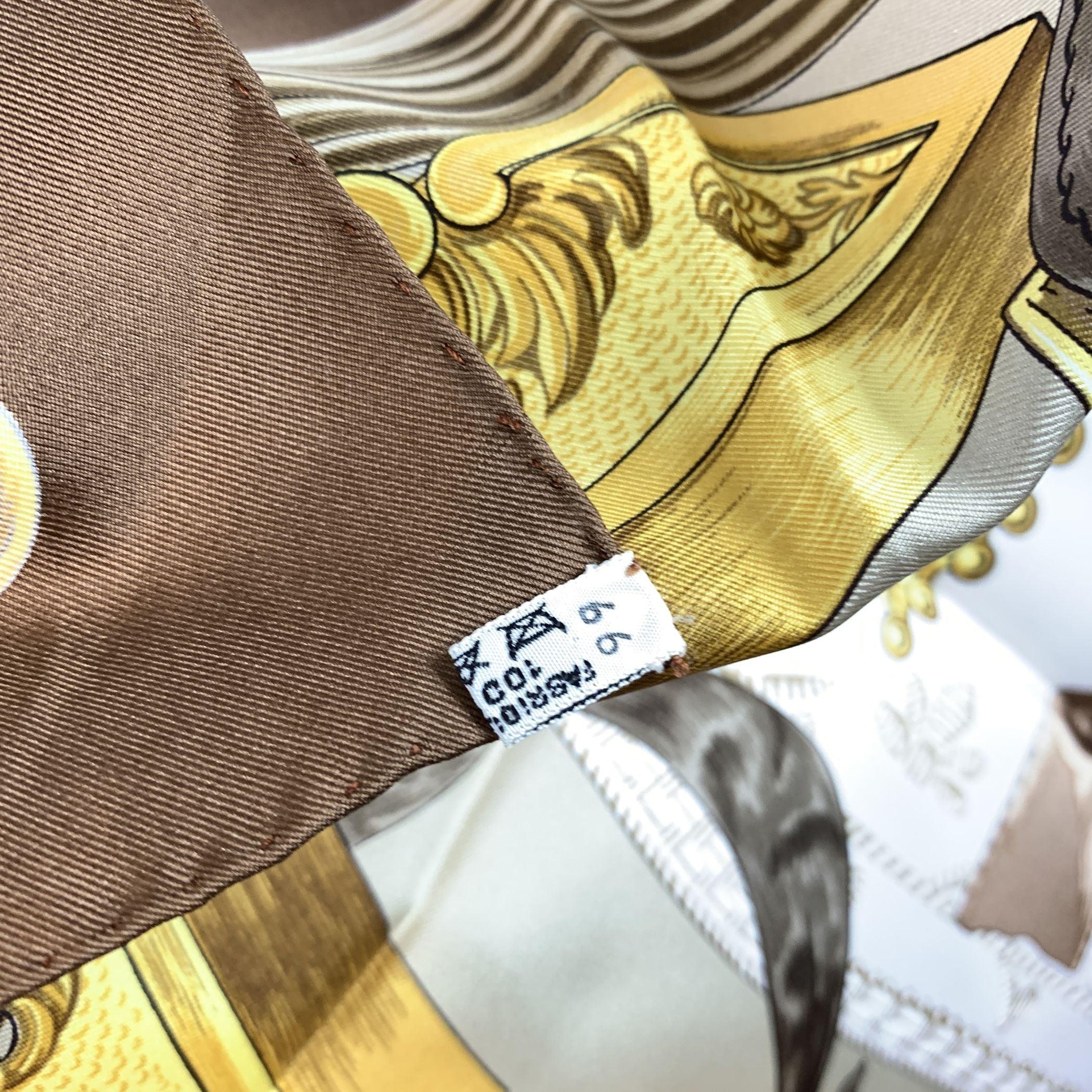 Hermes Vintage Brown Silk Scarf Etriers 1964 Francoise de la Perriere In Good Condition For Sale In Rome, Rome
