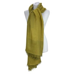 Hermes Green Yellow Cashmere Wool H Pattern Large Scarf Shawl
