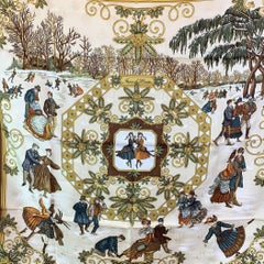 Hermes Vintage Brown Silk Scarf Joies d’Hiver 1992 Joachim Metz
