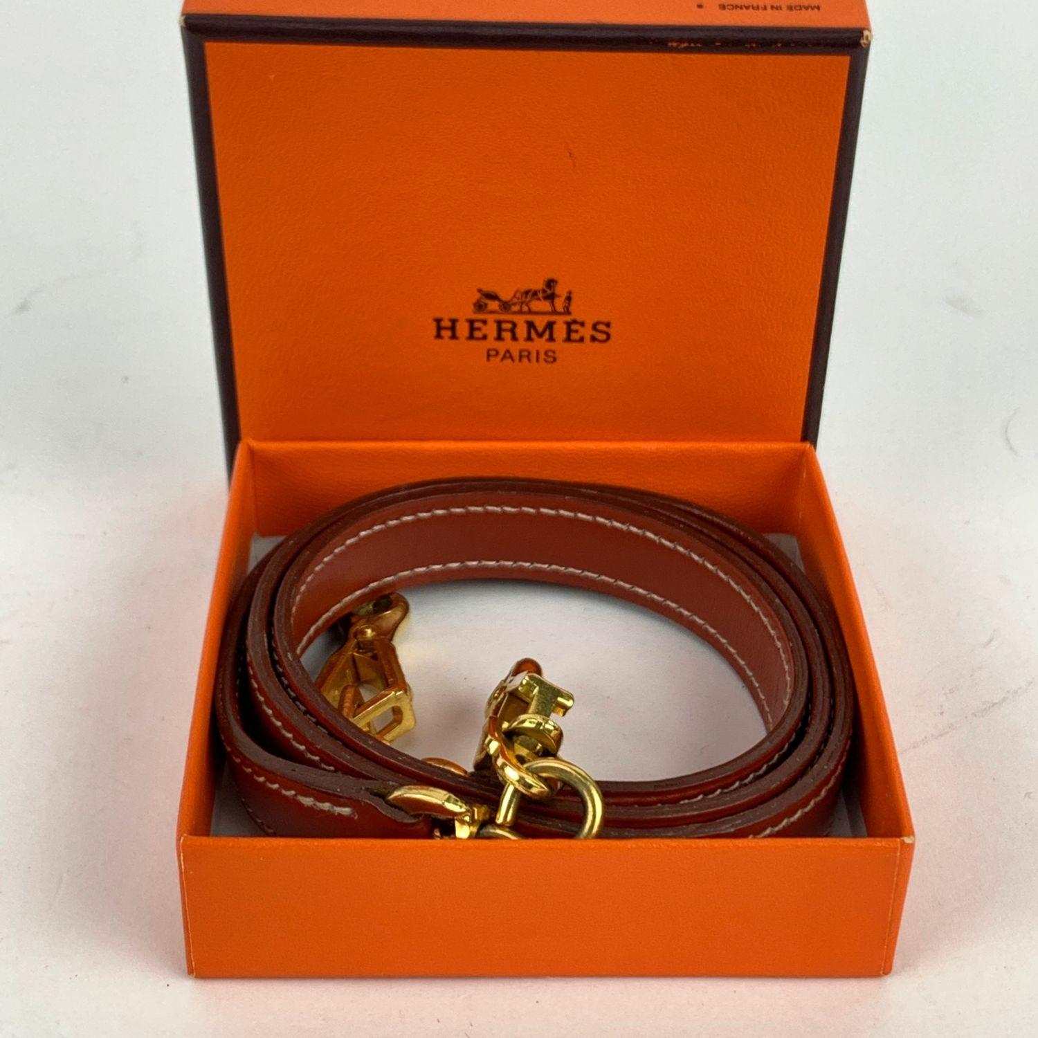 Hermes Vintage Brown Smooth Leather Shoulder Strap for Kelly Bag In Excellent Condition In Rome, Rome
