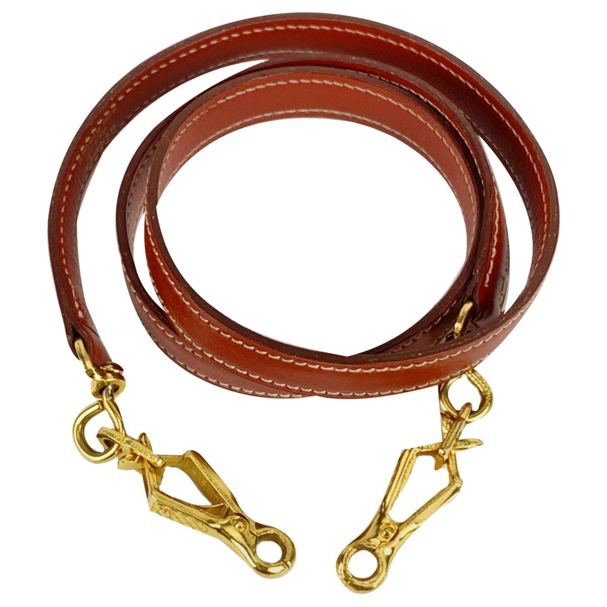 Hermes Vintage Brown Smooth Leather Shoulder Strap for Kelly Bag