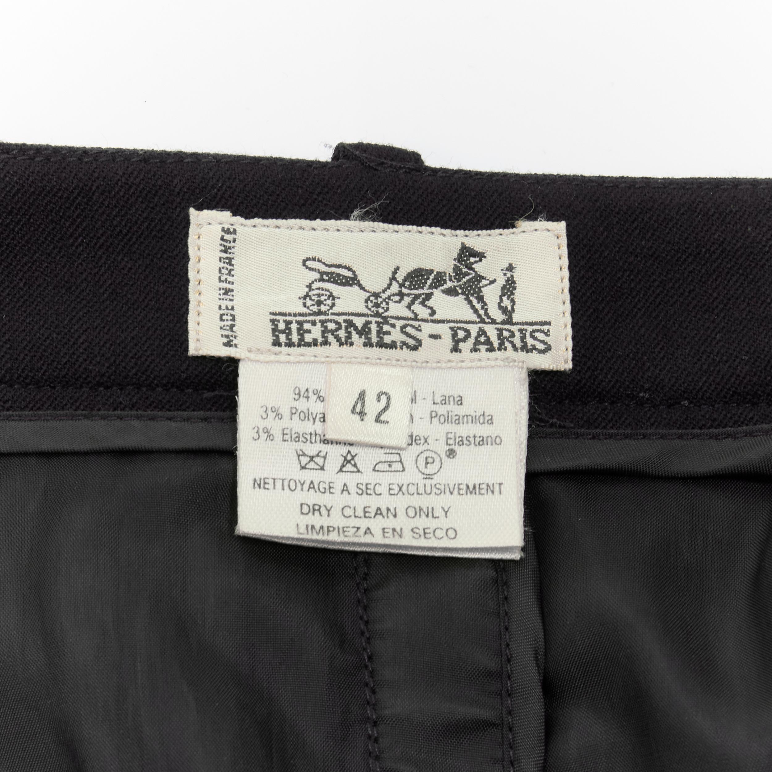 HERMES Vintage brown wool blend leather Sellier zipper pencil skirt FR42 L For Sale 1