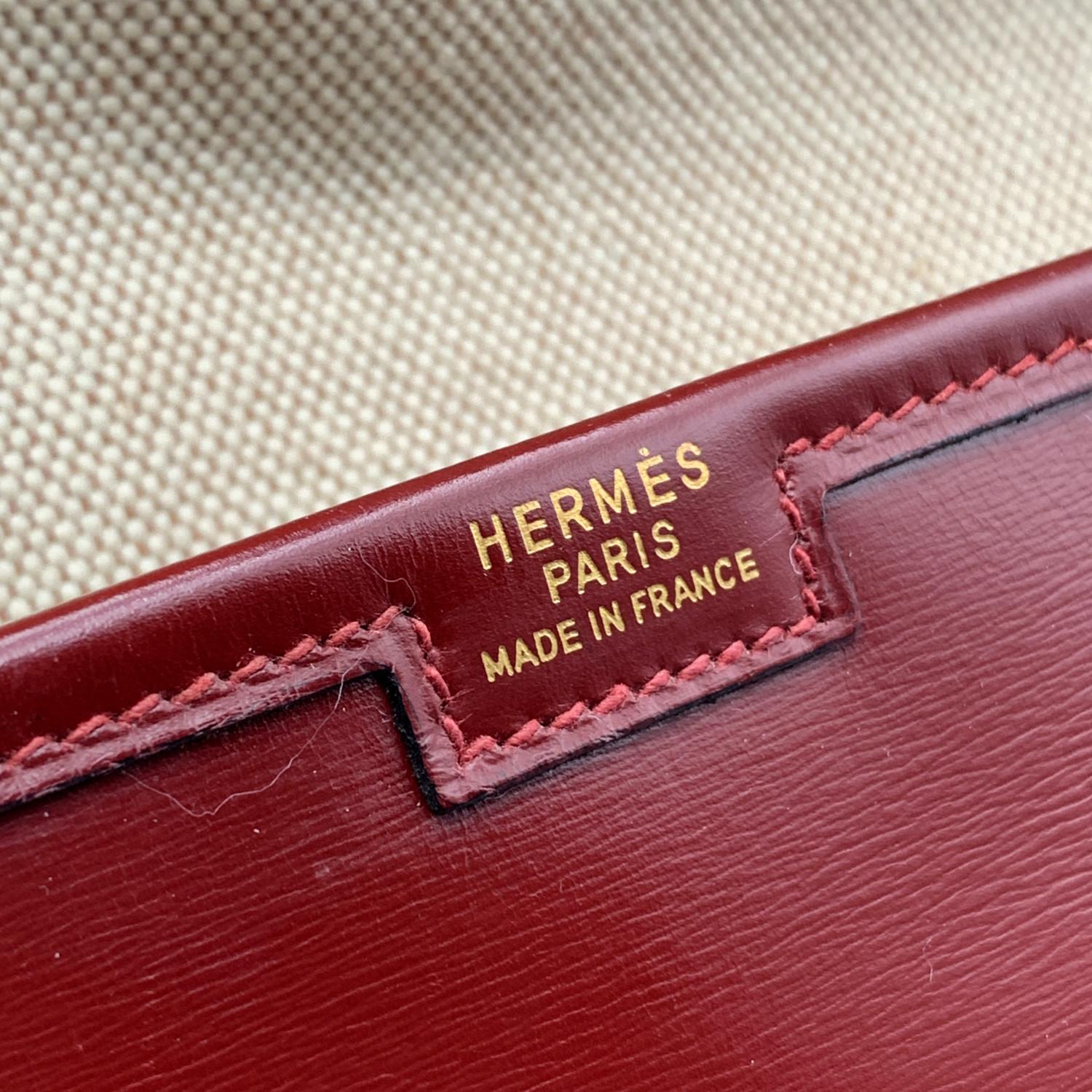 Hermes Vintage Burgundy Leather Jige 29 cm Clutch Bag Pochette 1