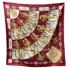 Hermes Vintage Sciarpa di seta bordeaux Cliquetis 1972 Julie Abadie