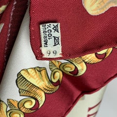 Hermes Vintage Burgundy Silk Scarf Ludovicus Magnus de la Perriere