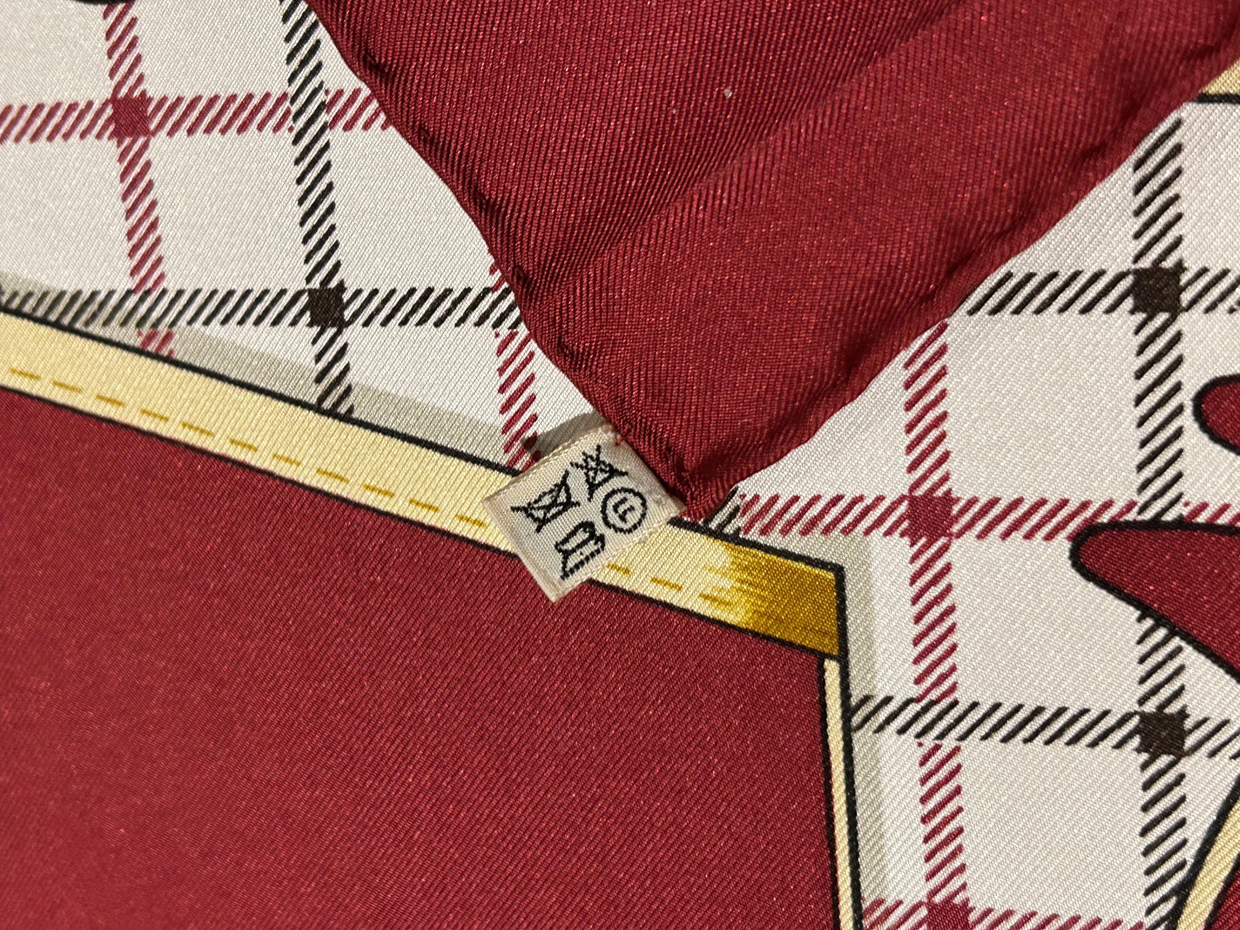 Hermes Vintage Camails Silk Scarf in Maroon c1974  Unisexe en vente