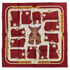 Hermes Vintage Camails Silk Scarf in Maroon c1974 