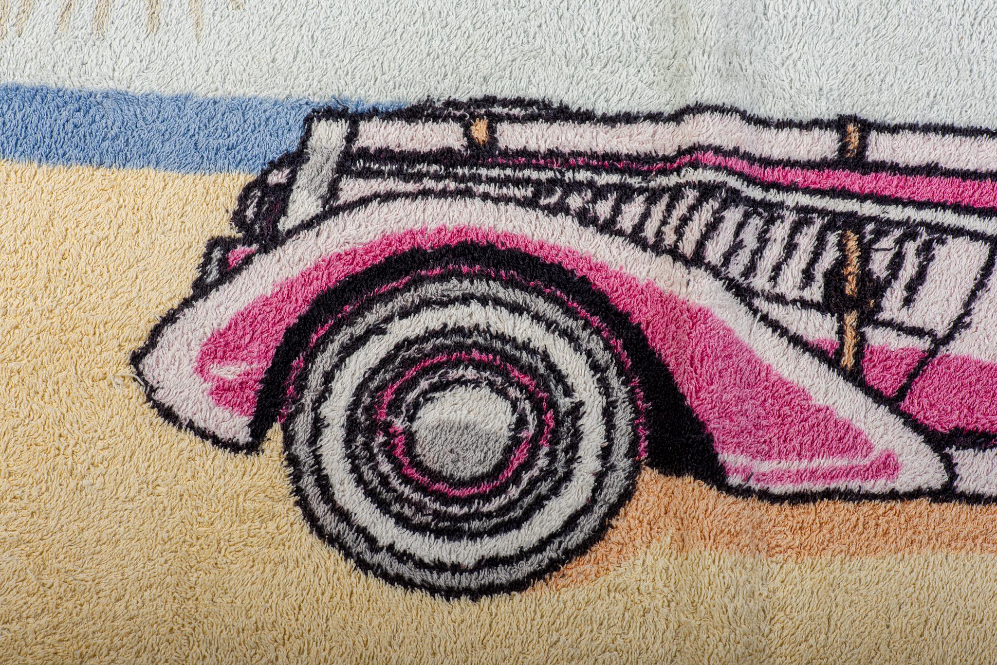 Hermès Vintage Car Blue Beach Towel 1