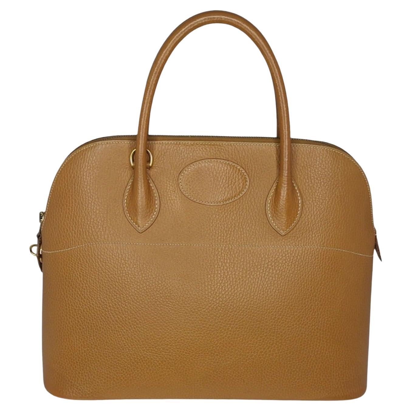 Hermès Vintage Caramel Clemence Bolide 35 Satchel