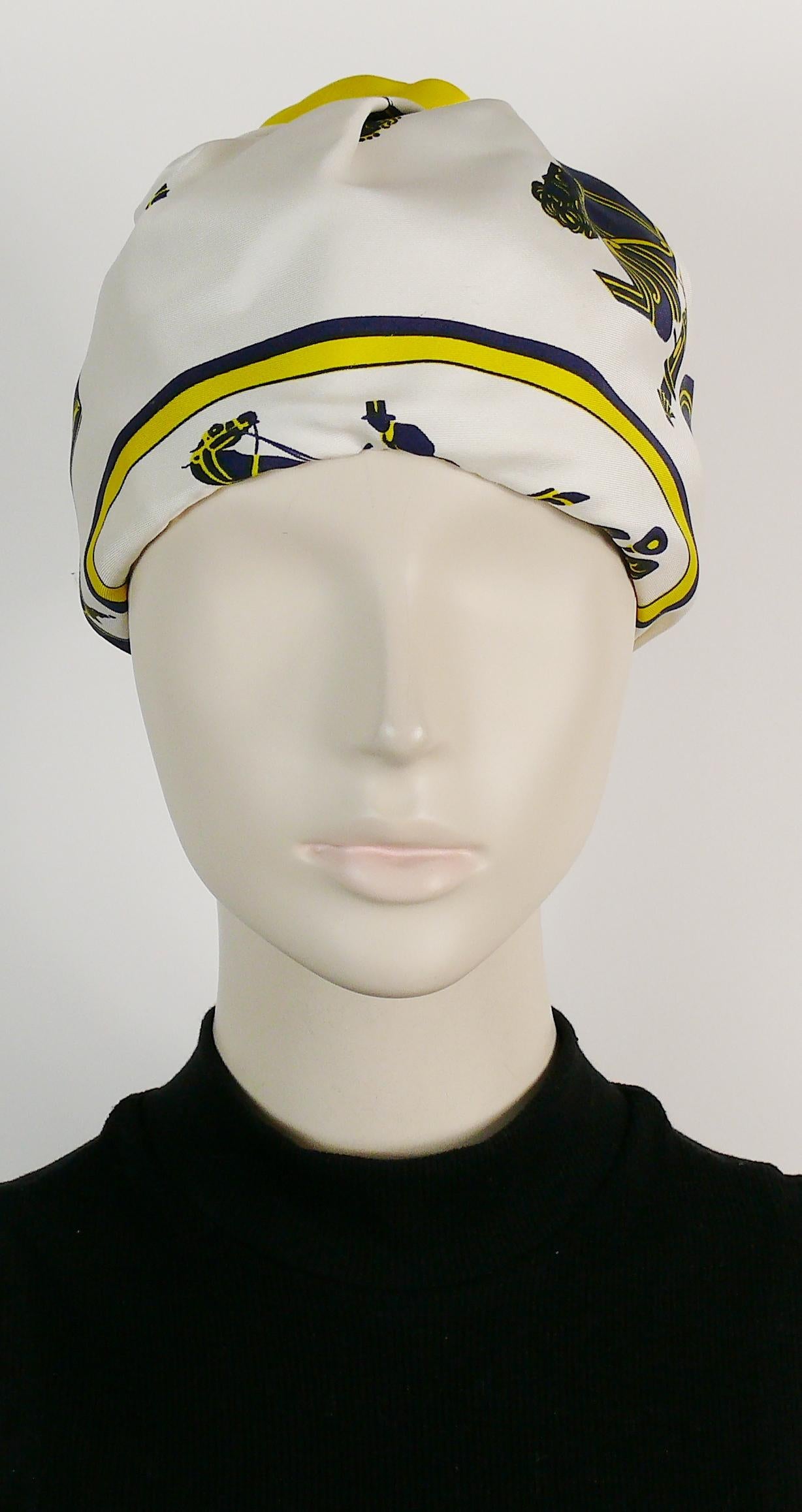 Hermes Vintage Carriages Silk Turban Hat  In Good Condition In Nice, FR