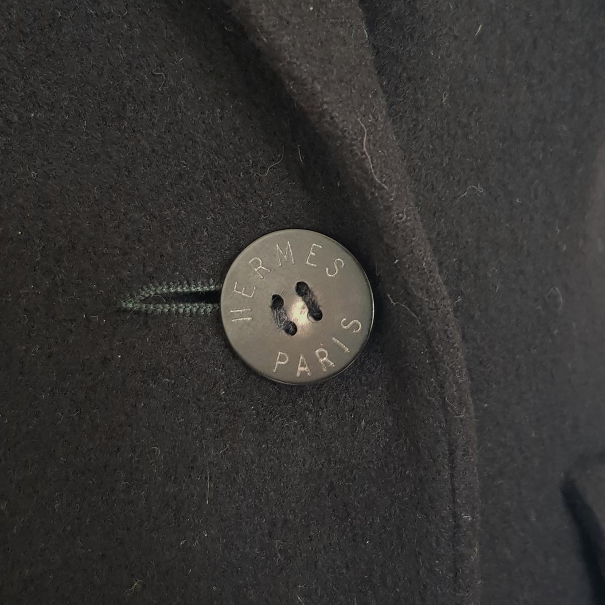 Black Hermès Vintage Cashmere Coat FR42 IT46