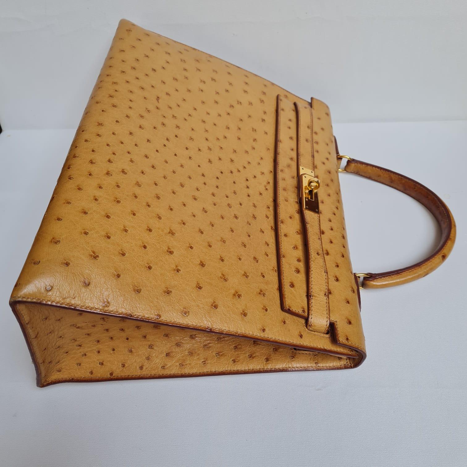 Hermes Vintage Chestnut Brown Ostrich Kelly 35 Bag 5