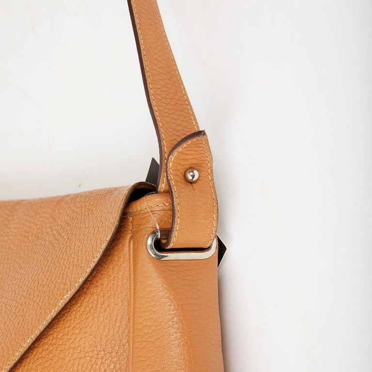 HERMES Vintage Christine Flap Bag in Taurillon Clémence Gold Leather ...