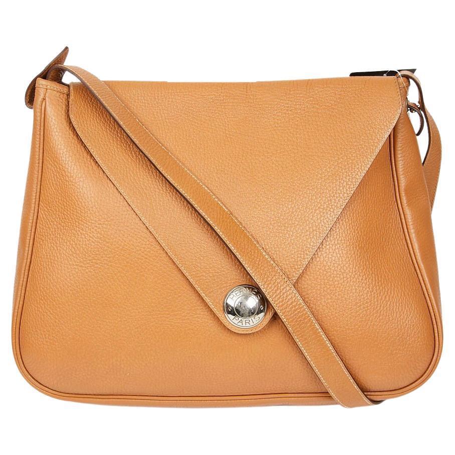 HERMES Vintage Christine Flap Bag in Taurillon Clémence Gold Leather ...