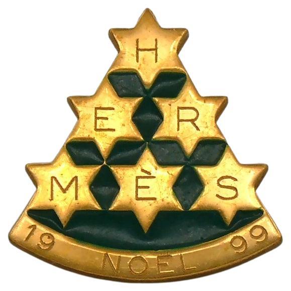 HERMES Vintage Christmas Tree Pin Brooch, Limited Edition Noël 1999