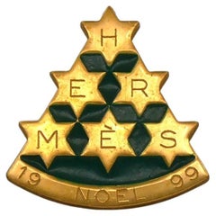 HERMES Vintage Christmas Tree Pin Brooch, Limited Edition Noël 1999