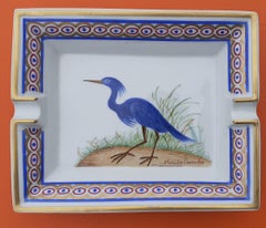 Hermès Vintage Cigar Ashtray Change Tray Blue Egretta Florida Caerulea FL