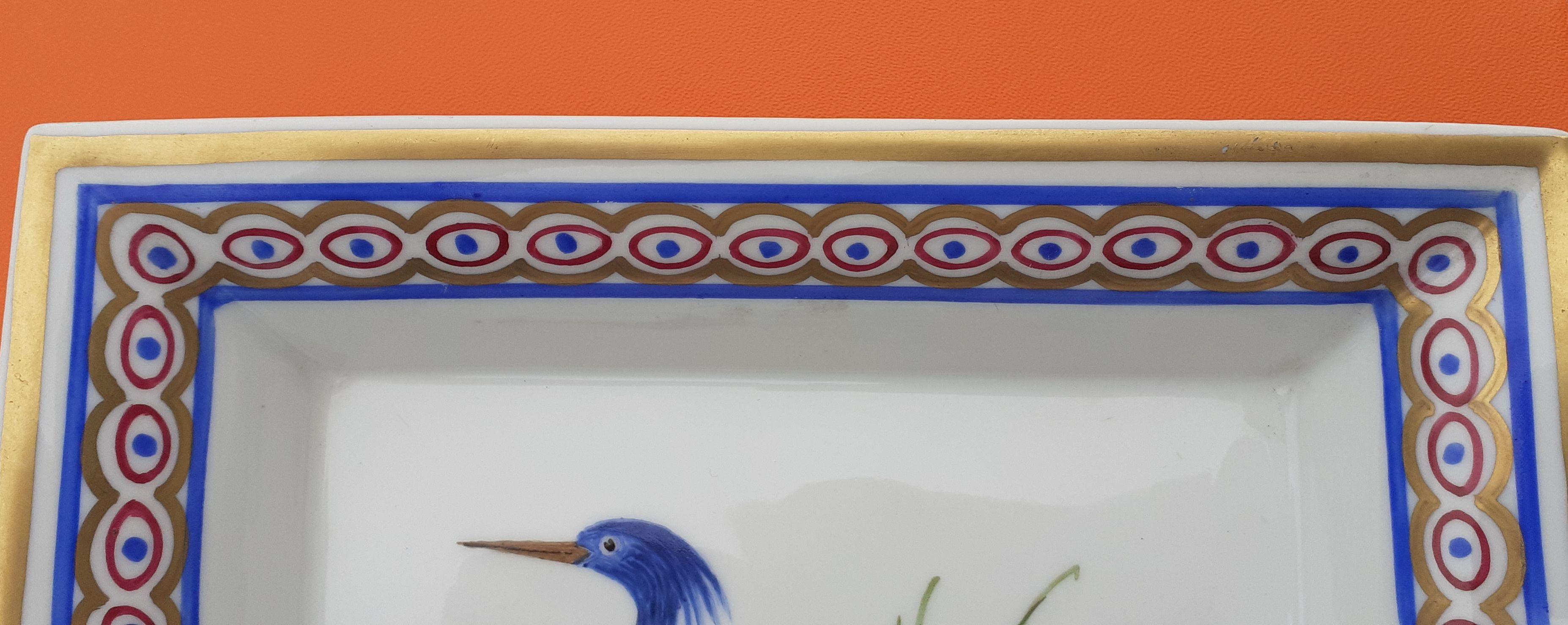 Hermès Vintage Cigar Ashtray Change Tray Blue Egretta Florida Caerulea FL In Good Condition In Corcoué Sur Logne, Loire-Atlantique