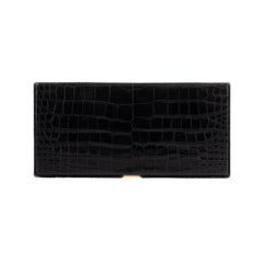 Hermès vintage cigarette box in black crocodile leather !
