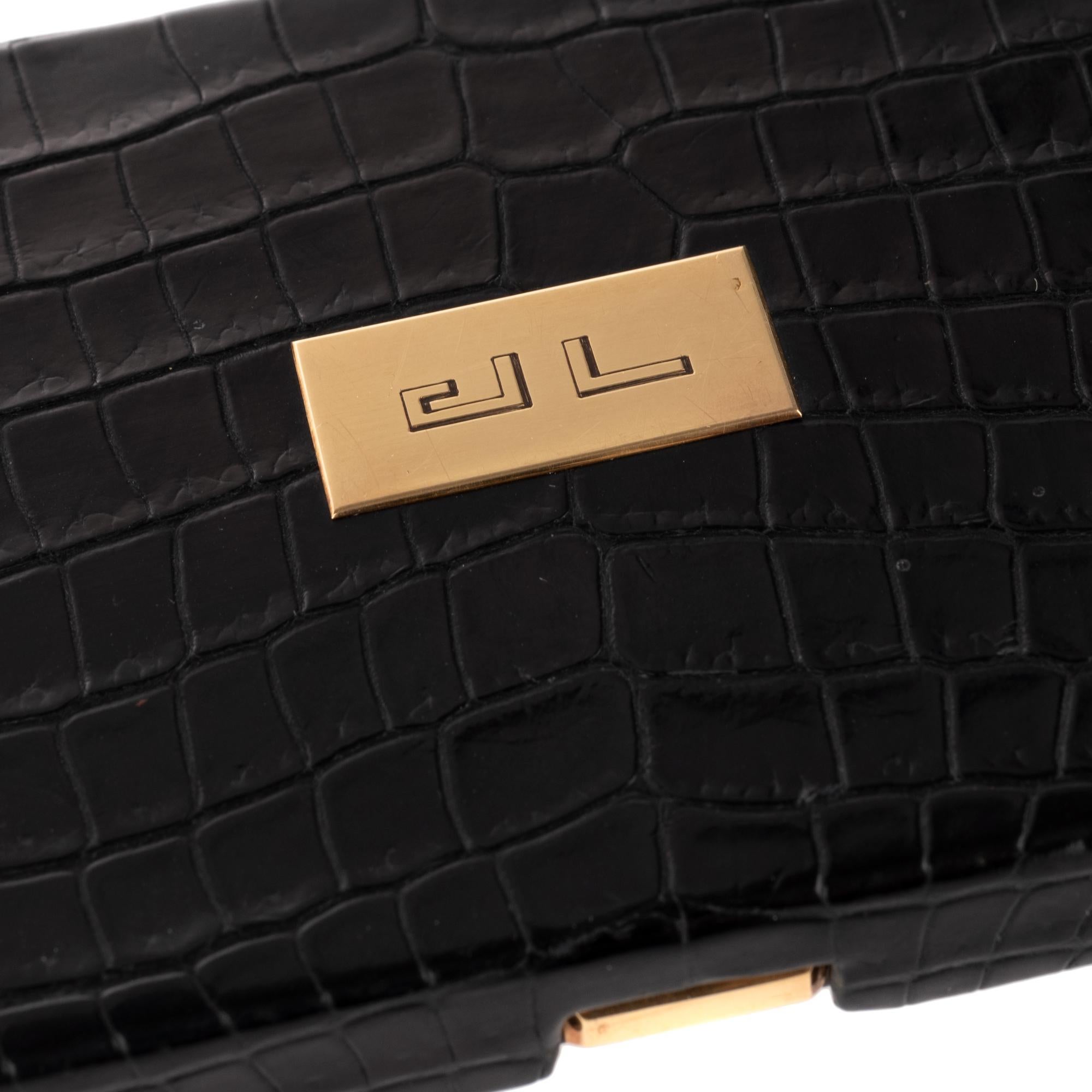 Women's or Men's Hermès vintage cigarette box in black crocodile leather !