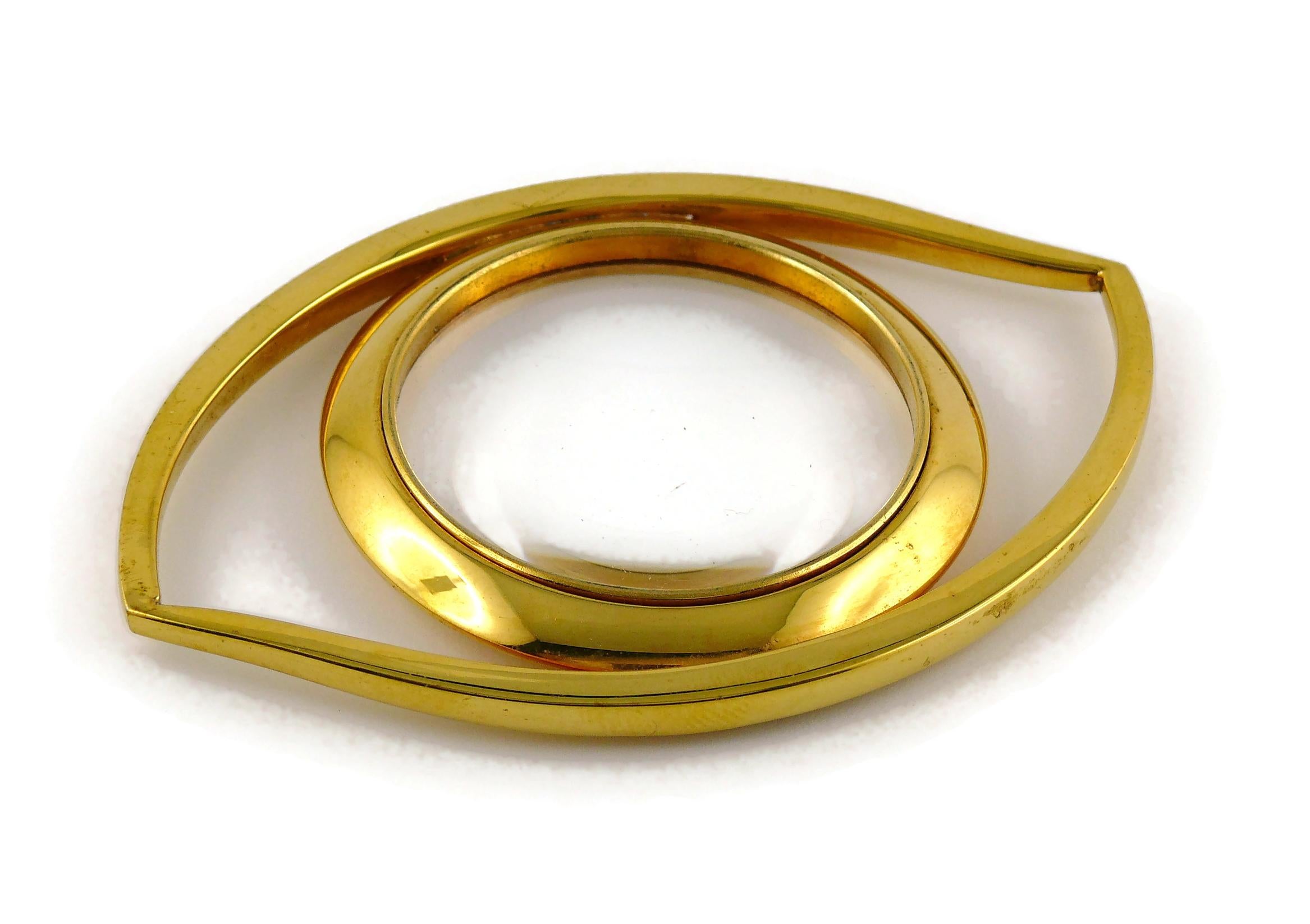 Brown Hermes Vintage Cleopatra Eye Desk Magnifying Glass Paperweight