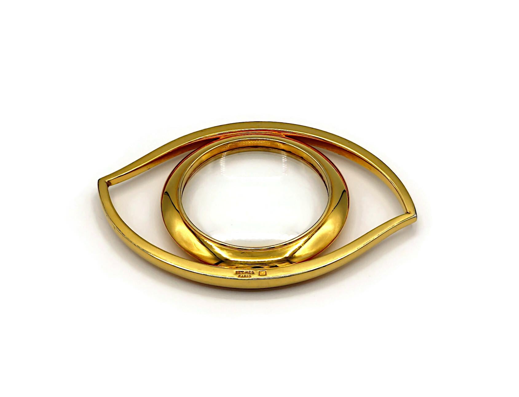 HERMES Vintage Oeil de Cléopâtre Verre loupe de bureau Presse-papier 3