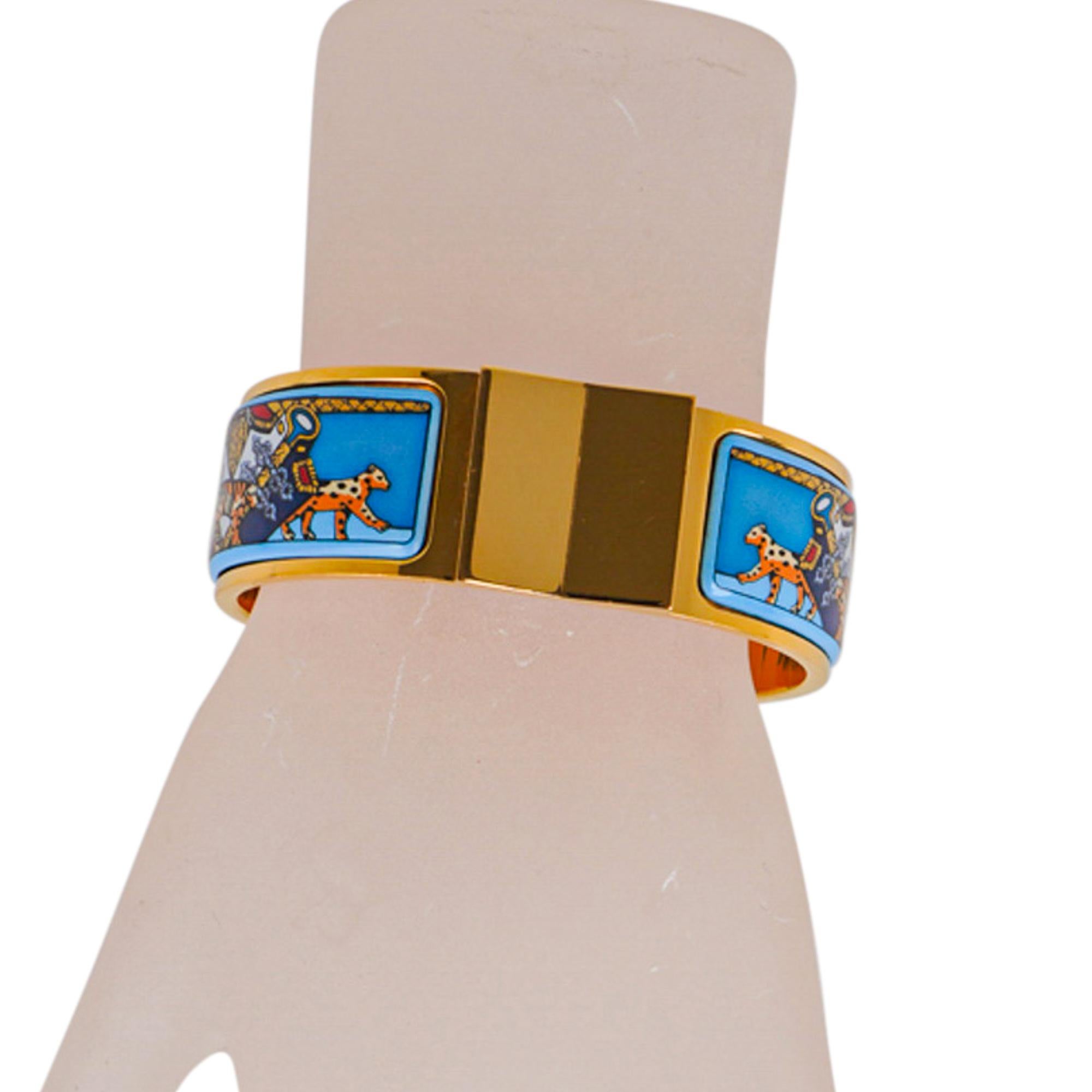 Hermès Bracelet vintage Clic Clac léopards des neiges PM 65 en émail en vente 5