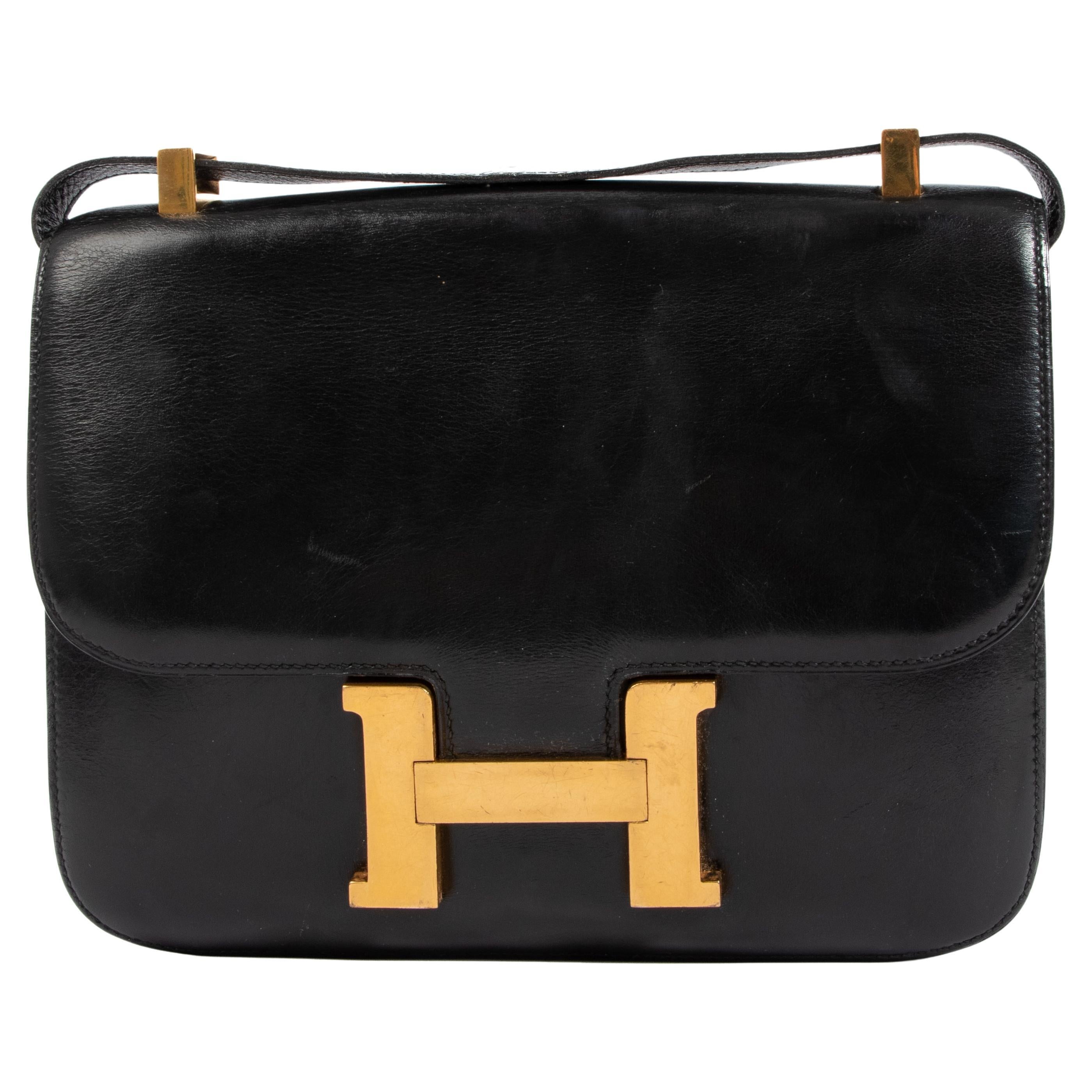 Hermes Constance Mini Raisin Veau Tadelakt Leather Handbag Purse in Box