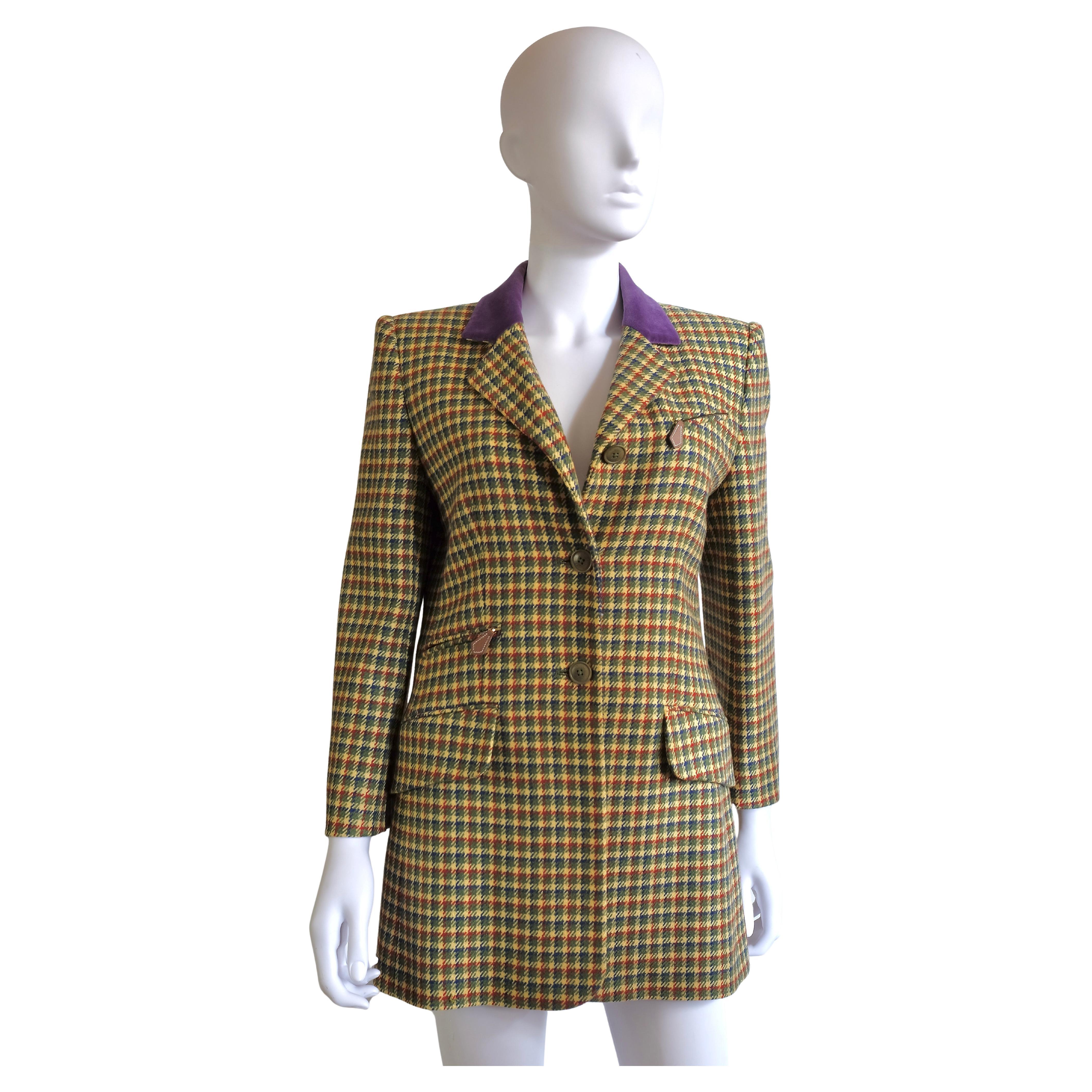 Hermès Vintage Corrado Luxury Blazer in Cashmere Houndstooth, Size 42