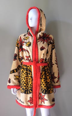 HERMÈS - Vintage Cotton Bathrobe "Les Leopards" by Christiane Vauzelles