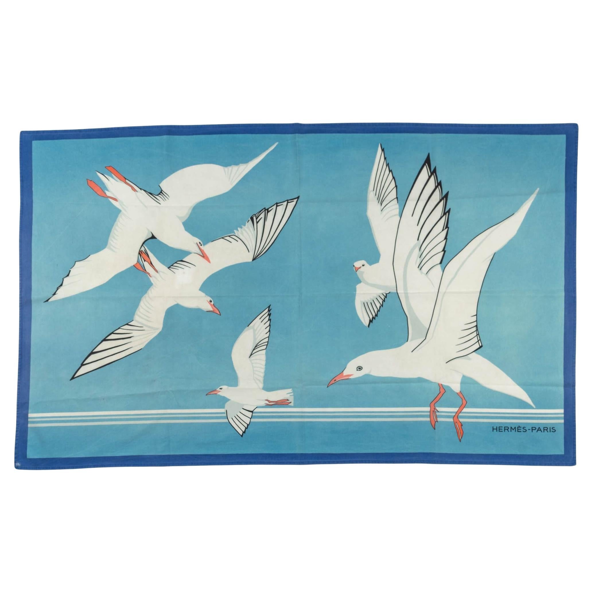Hermès Vintage Cotton Seagulls Sarongs For Sale