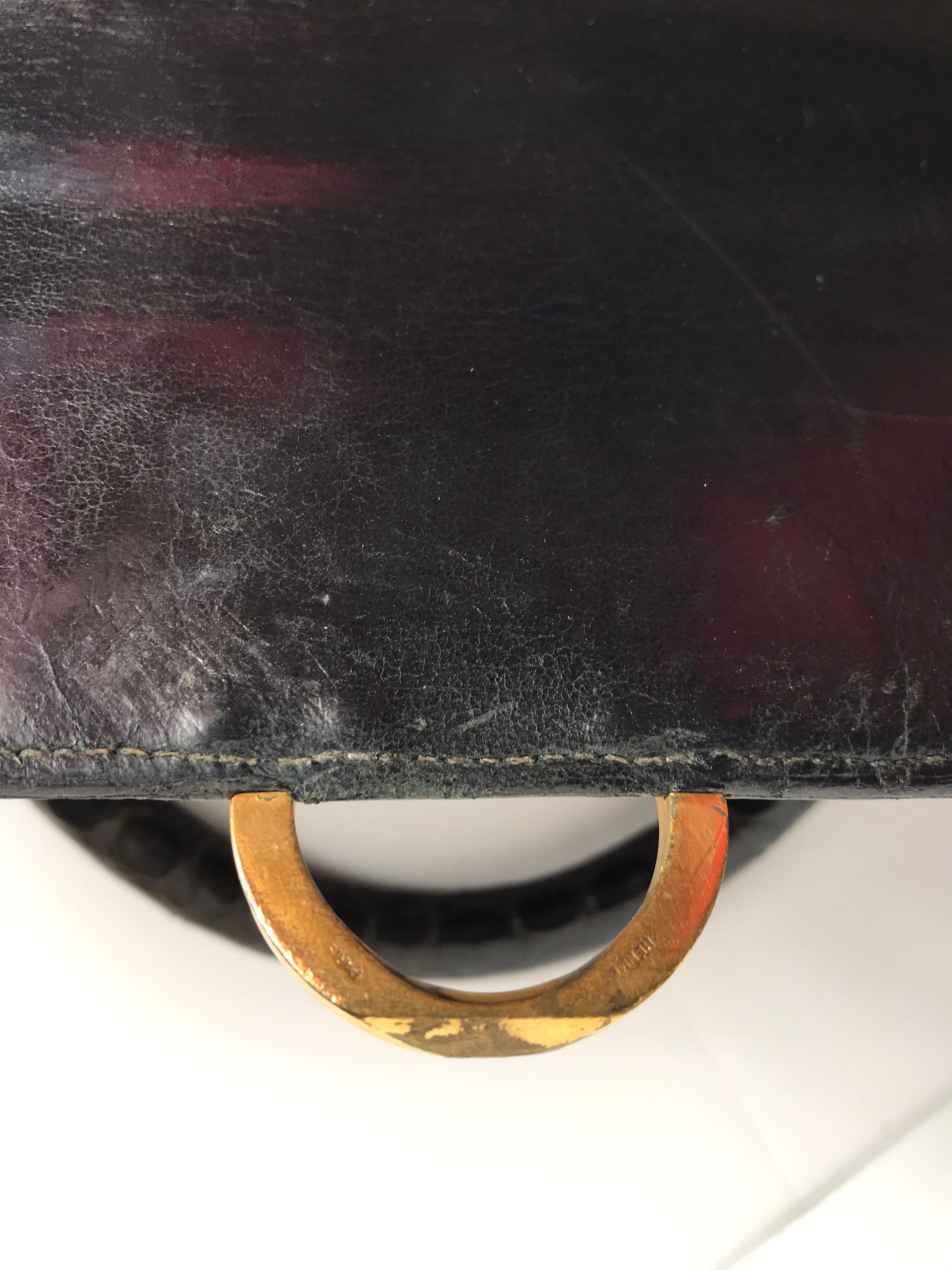 Black Hermès vintage Crocodile Sac Ring bag