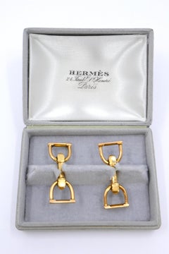 Hermès Vintage Cufflinks Equestrian Motif 18k Gold