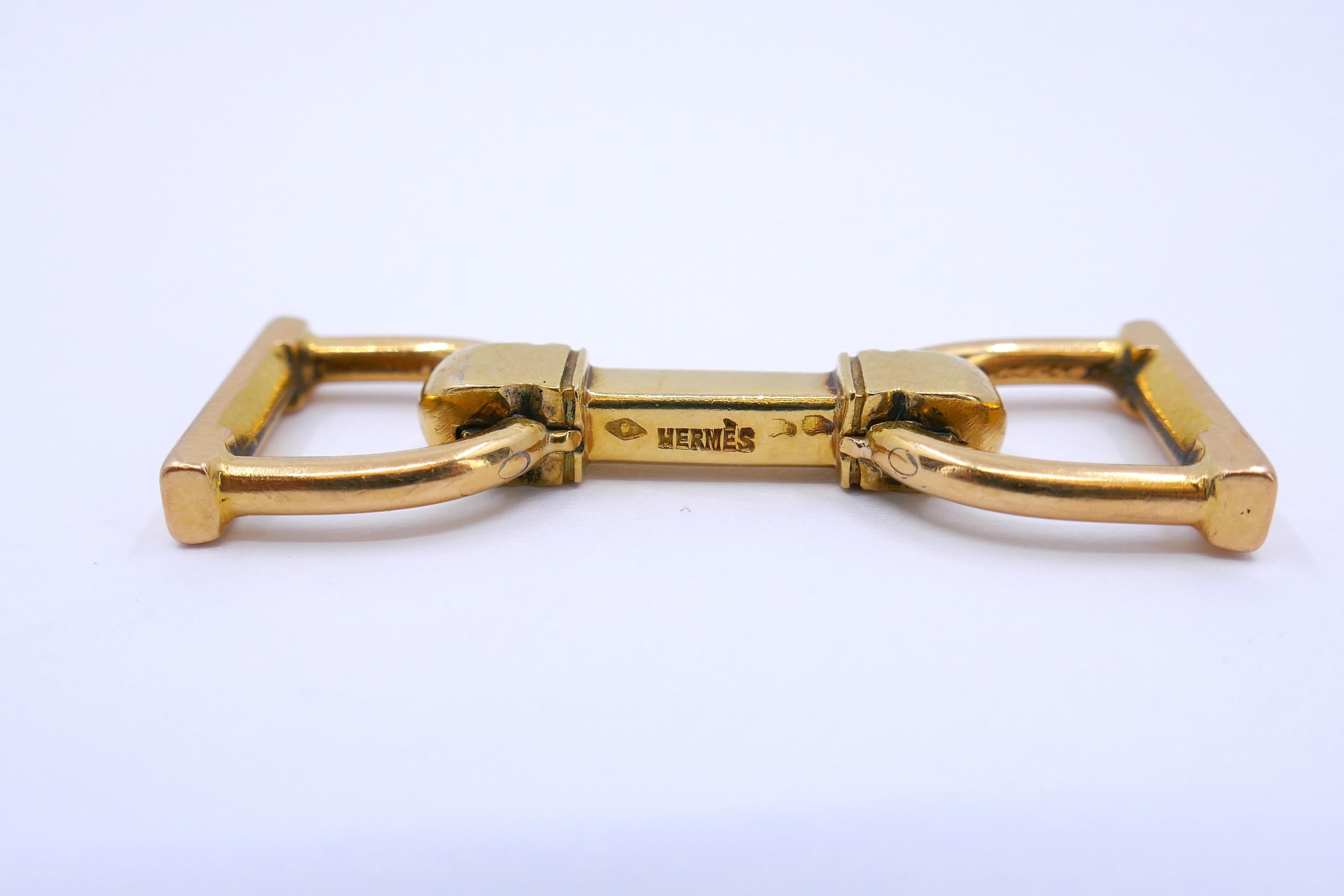 Hermès Vintage Manschettenknöpfe Pferdemotiv 18k Gold im Zustand „Gut“ im Angebot in Beverly Hills, CA