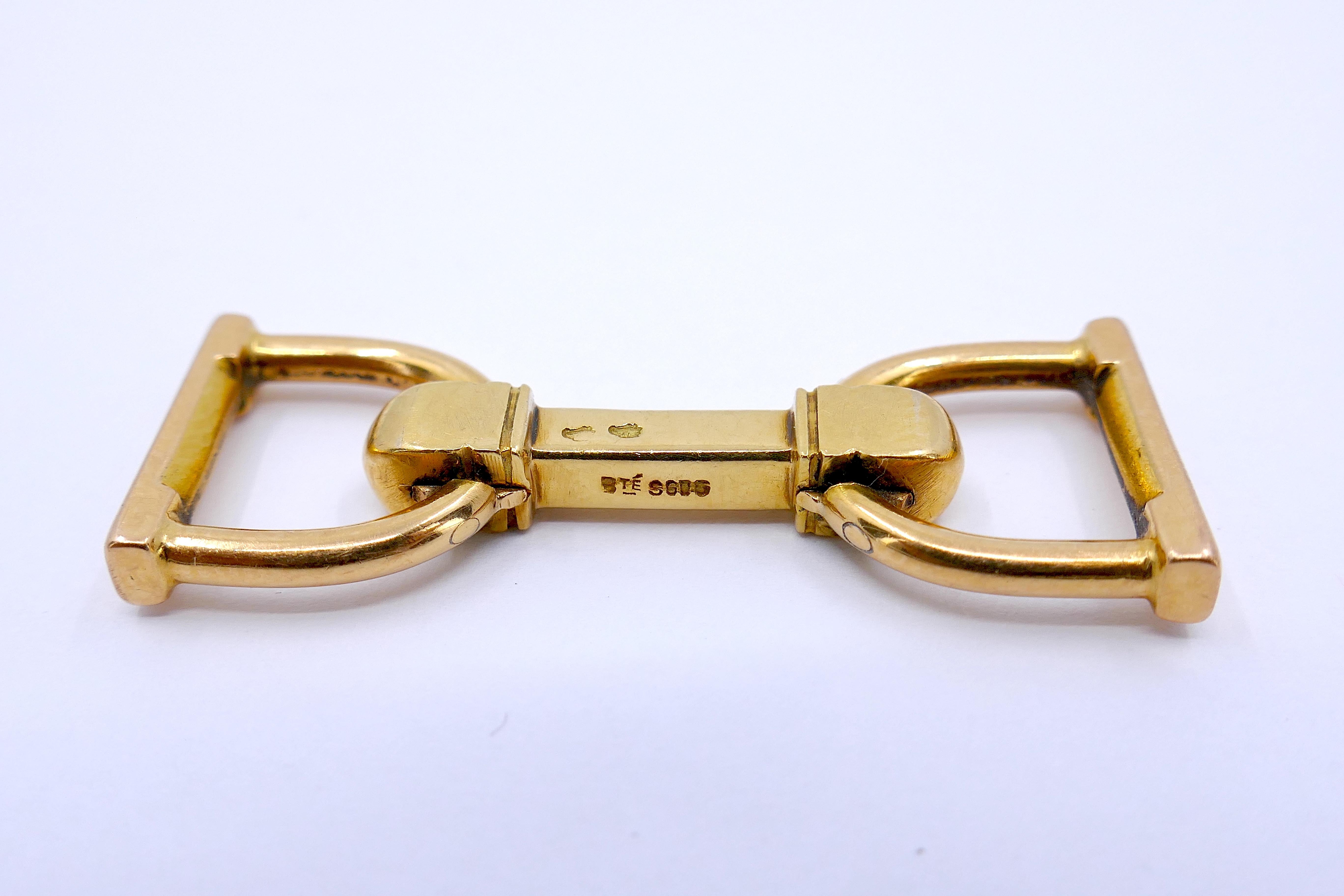 Hermès Vintage Cufflinks Equestrian Motif 18k Gold For Sale 2