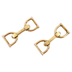 Hermès Retro Cufflinks Equestrian Motif 18k Gold