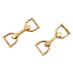 Hermès Vintage Cufflinks Equestrian Motif 18k Gold