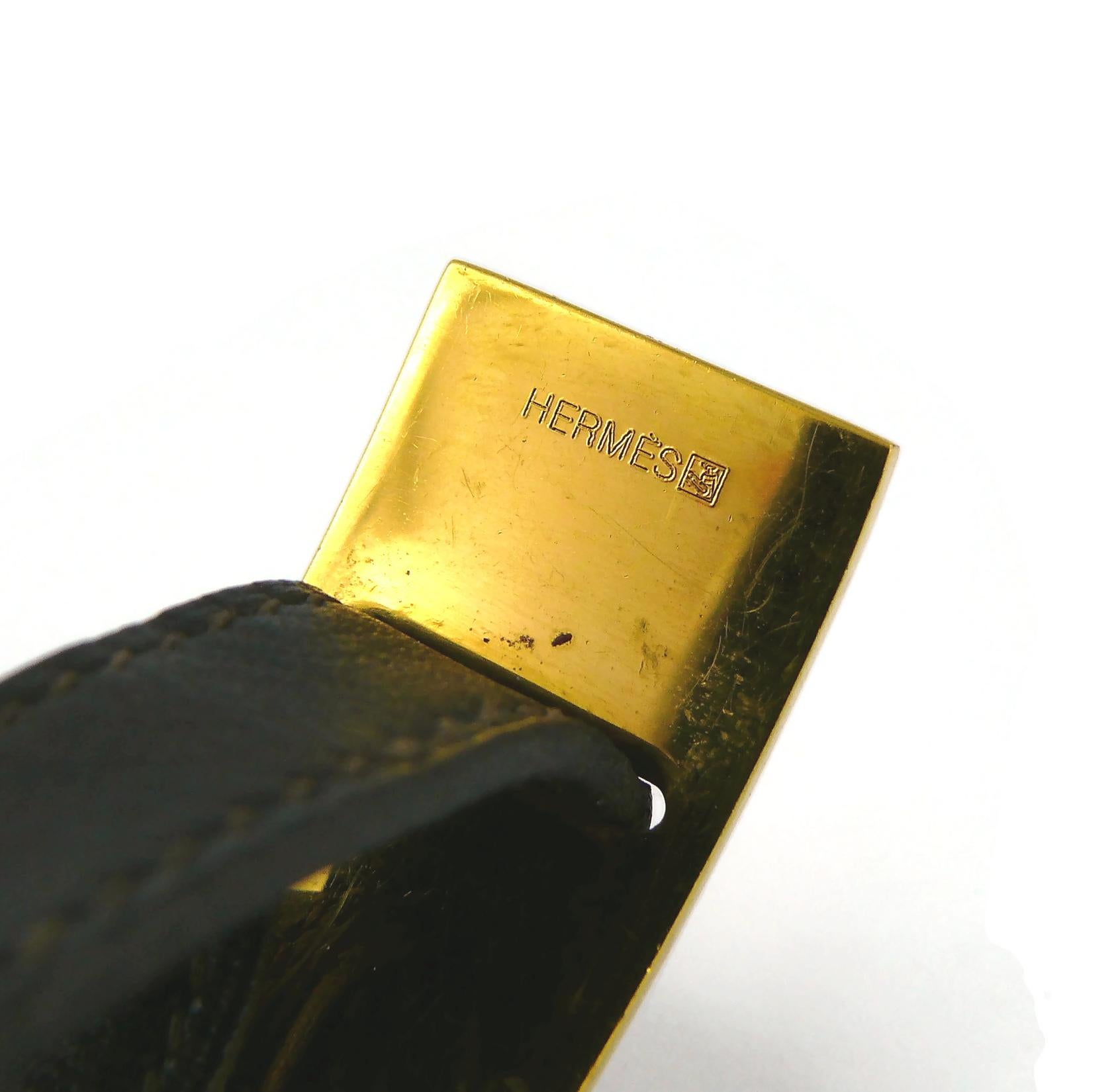 Hermes Vintage Dunkelbraune Leder-Choker mit Gold-Paneel im Angebot 9